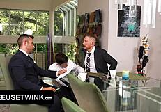 Joel And Brody Kayman Subtly Free Use Their Twink Intern Harrison Todd In Deepthroat And Anal Creampie.