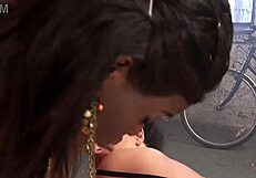 does this modest ebony with big tits get eaten by a lesbian vampire and her toys?