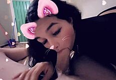 Snap chat teen sucking her boyfriend's big cock