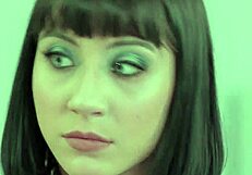 Petite teen babe in stockings fingers tattooed lesbian partner