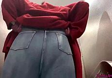 See how my curvaceous behind leads you to the bathroom in this amateur video