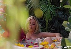 allie and alina get soaking wet