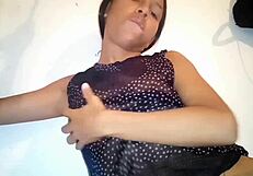 Beautiful latina amateur masturbates at home for first time