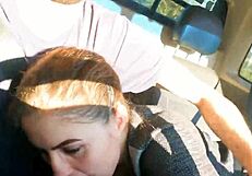 Slutty amateur sucks dick during outdoor sex for facial.