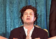 Blonde group plays with toys in homemade session