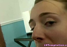 Petite Teen Amateur Sucks and Tugs Cock in POV