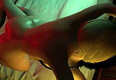 Beautiful women with blonde hair have fun with a strap-on toy