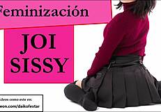Joi sissy in mini skirt and condom: European audio guide to pleasure
