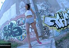 Beautiful Brunette Bent Over In Outdoor Squirt Fuck