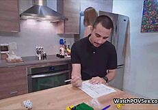 blown by teen girlfriend in corset during board game night with friends