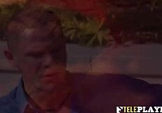 Swinger couples enjoy a group gathering in the red room