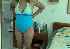 stepson shows me his big hard cock and asks me to masturbate before going to the beach