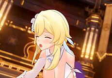 Aku kutip epal emas dalam anime hentai ni dengan threesome dan creampie