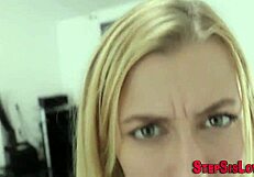 Teen stepsister caught with cum dripping down her face