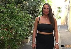 Mila and Angelina, two naughty brunettes, bang hard in outdoor group