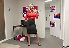 Super hot milf gives pov handjob to big cock.