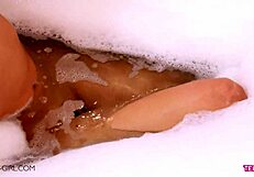 Why not join this teen brunette showing her perfect body in the bath?