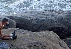 huge orgy on the beach with wild bareback sex and dripping cum in assholes