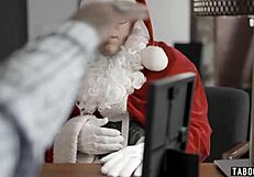 Santa has sex with a small bosomed teenage beauty at his boss’s house