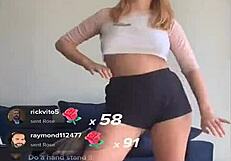 Blonde Bounces Titties in Workout Shorts and Bra