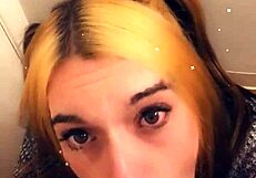 Does this pretty tranny want to suck you off on her knees?