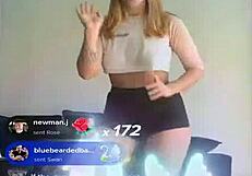 Blonde Bounces Titties in Workout Shorts and Bra