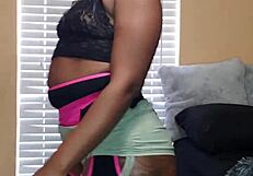 naej ae twerks her ass, grinding pussy on pole suggestively