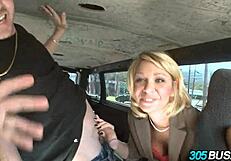 Young blonde MILF in public threesome with teenagers
