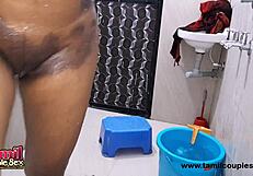 Petite Indian teen's homemade bathroom fingering scene