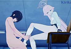 takanashi hoshino and utazumi sakurako have intense idol sex in blue archive hentai