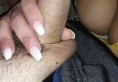Girlfriend's luscious lips deliver great blowjob on big monster cock