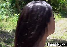 exotic maya bijou overjoyed by outdoor bbc insertion blowjob