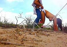 Mexican and Indian couple in public desert encounter