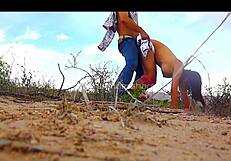Mexican and Indian couple in public desert encounter