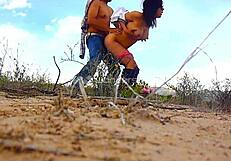Mexican and Indian couple in public desert encounter