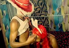 Ebony stripper delivers intense blowjobs with moaning orgasms