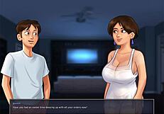 3D mommy gives sexy oral to young guy's big black cock