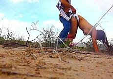 Mexican and Indian couple in public desert encounter