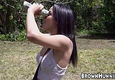 exotic maya bijou overjoyed by outdoor bbc insertion blowjob