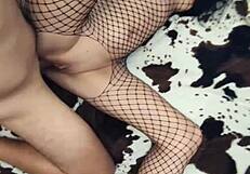 milf wife in fishnet body gets anal stretched