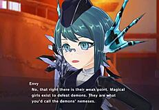 In Magicami, Koihime Muso characters engage in threesome cowgirl riding