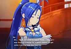 In Magicami, Koihime Muso characters engage in threesome cowgirl riding