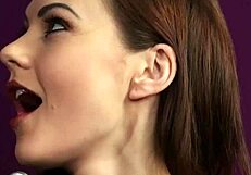 Eurobabe is facialized all over her pretty face after blowjob