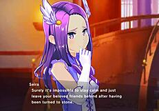 In Magicami, Koihime Muso characters engage in threesome cowgirl riding