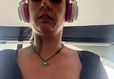 blonde with big tits runs at gym, tits pop out, gets so wet.