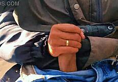 Naughty Hotwife Jerks Off on Road to Cum, Almost Caught