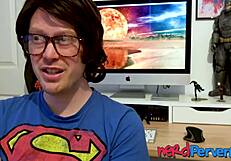 Two Lucky Nerds Get Blown by Insatiable UK Slut in Lingerie