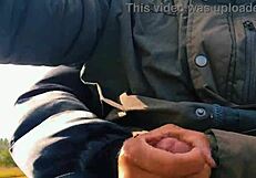 Naughty Hotwife Jerks Off on Road to Cum, Almost Caught