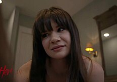 asian brunette petite lesbian scissoring by pool