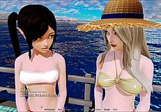 In the harem hotel game, anime characters engage in erotic encounters